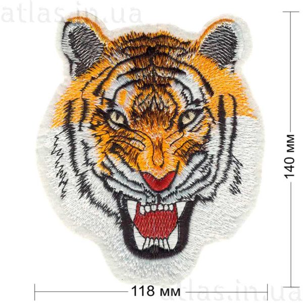 нашивка на спину тигр белый фон 118х140 мм